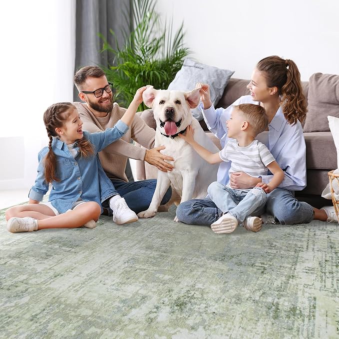 Aelenmu 9x12 Area Rugs for Living Room Bedroom Dining Room Washable Green | - Image 7