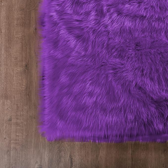 Goolela Fluffy Rug Runners 2x6 Purple Faux Sheepskin Fur Rug Washable Fuzzy - Image 5