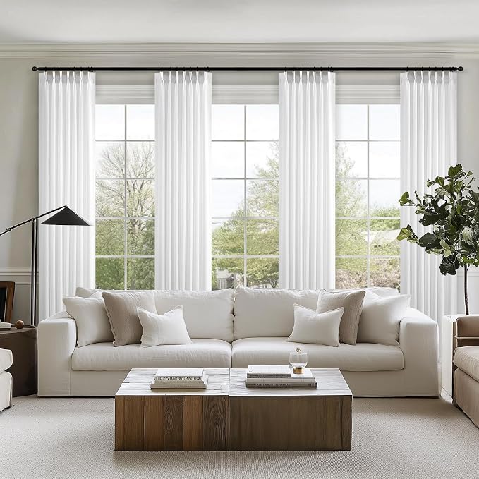 Topfinel 108 Inch Curtains 1 Panels Set, One Packs Pinch Pleat Back Tab Beige - Image 7