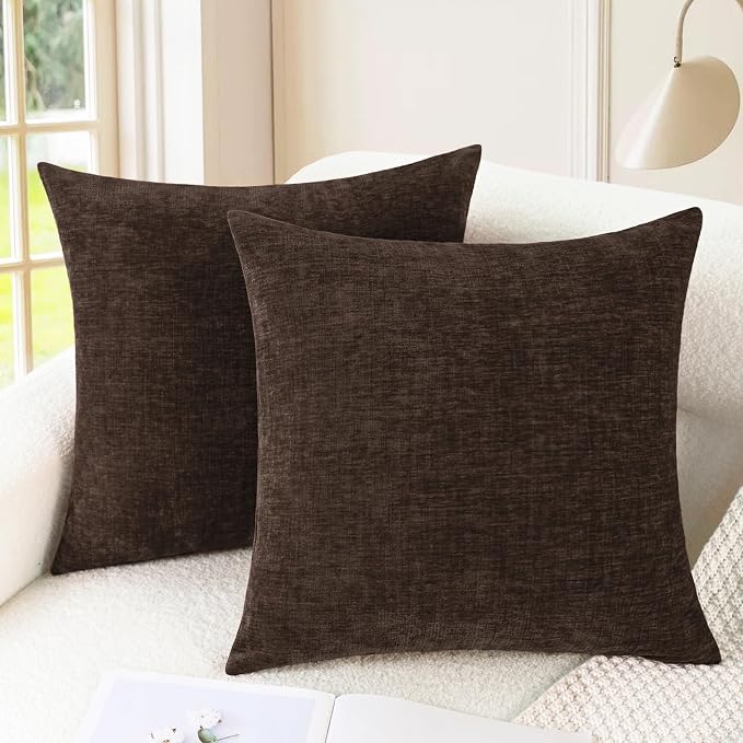 CaliTime Decorative Couch Throw Pillow Covers 18 X 18 Inches Coffee | Pack of 2 by CaliTime