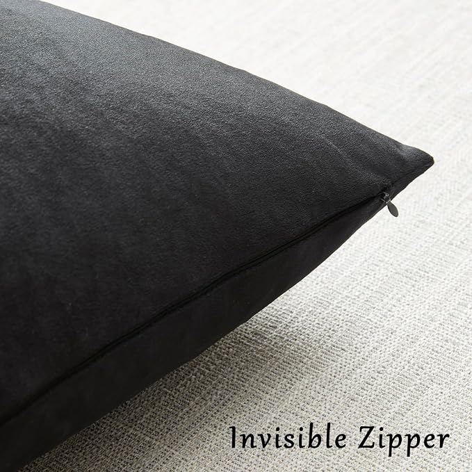 GIGIZAZA Black Velvet Pillow Covers 26x26 Decorative Pillows Pack of 2 | Throw - Image 4