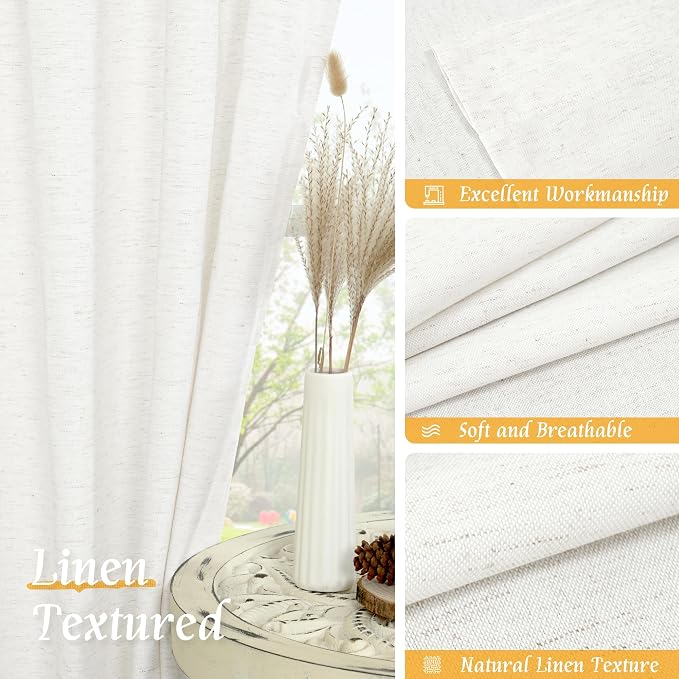 Natural Ivory White Linen Curtains - Image 7
