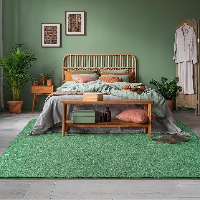 4x6 Area Rugs for Living Room Non Slip Dorm Bedroom Rug, Matte Green | Modern - Image 3