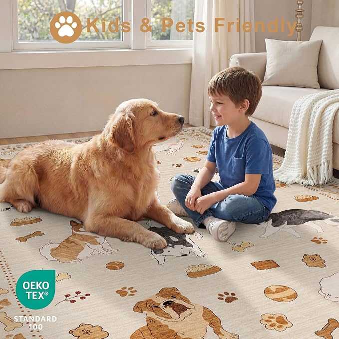 DUKINO 2x10 Kitchen Runner Rug, Washable Dog Rug Soft Non Slip Beige Yellow | - Image 4