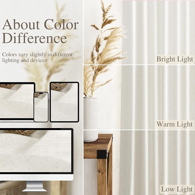 Cream Linen Curtains 108 inches Long - Image 4