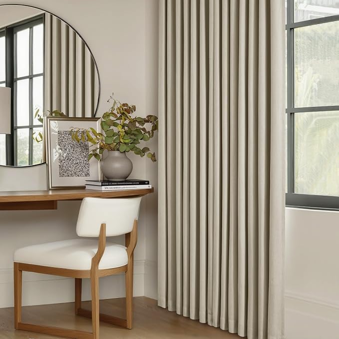 Burlywood Birch 100% Blackout Pinch Pleated Linen Curtains 112 Inches Long | - Image 9