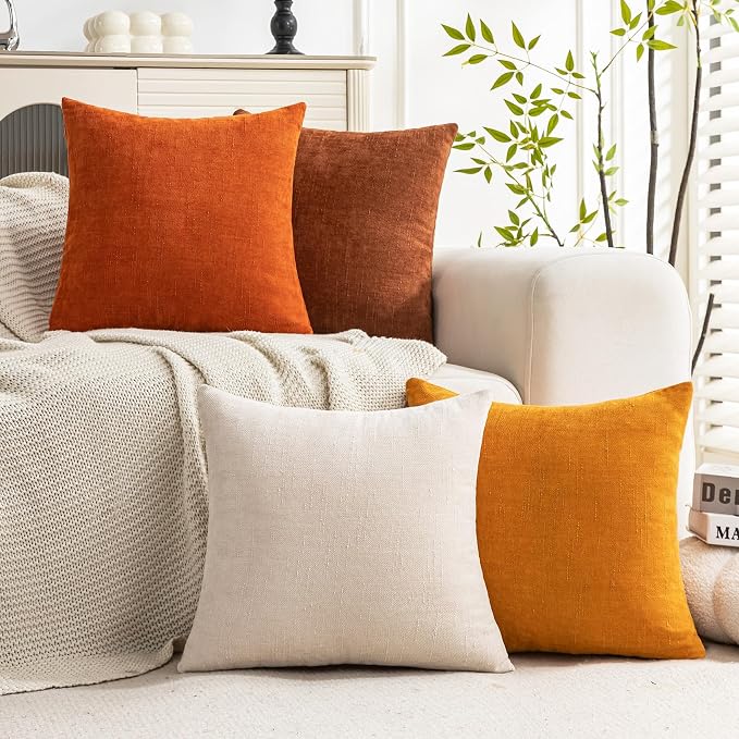 Set of 4 Soft Textured Decorative Throw Pillow Covers 20x20 Inch Cozy Farmhouse - Image 2