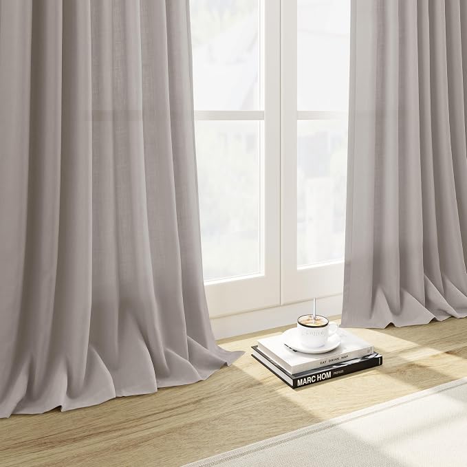 Stone Grey Linen Curtains 96 Inches Long - Image 5