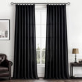 PleatedDrapes Light Filtering Black Linen 90 Inch Curtains by PleatedDrapes