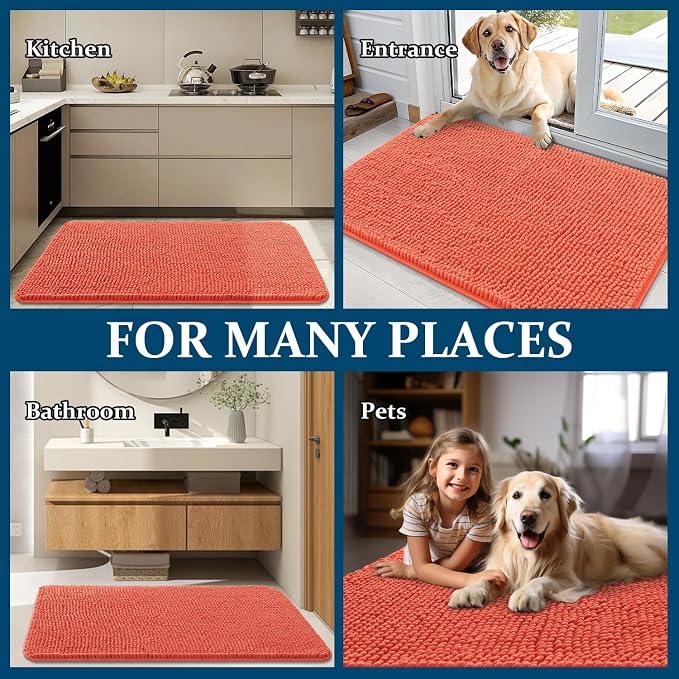 OLANLY Dog Door Mat for Muddy Paws 59x20, Super Absorbent Chenille Mud Mat | - Image 8