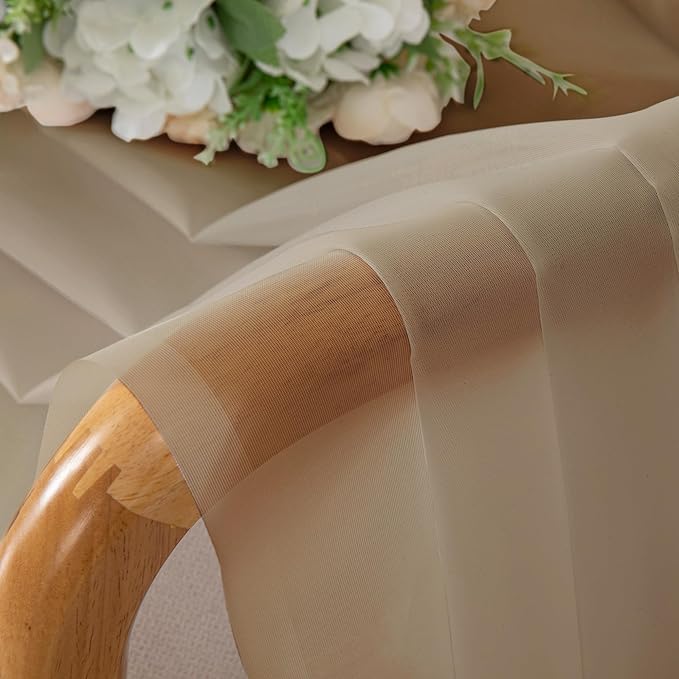 Chyhomenyc Taupe Sheer Curtains 96 inches Long 2 Panels, Light Filtering Soft - Image 7