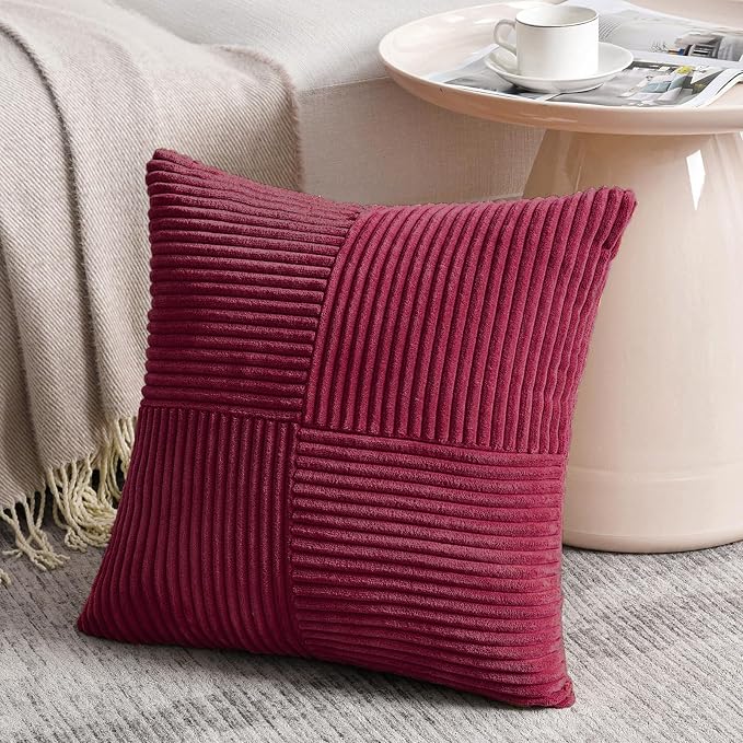 Fancy Homi 2 Packs Burgundy Euro Decorative Throw Pillow Covers 28x28 Inch - Image 2