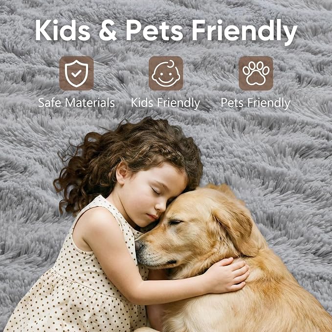 9x12 Extra Large Grey Fluffy Soft Area Rug Non-Slip - Image 7