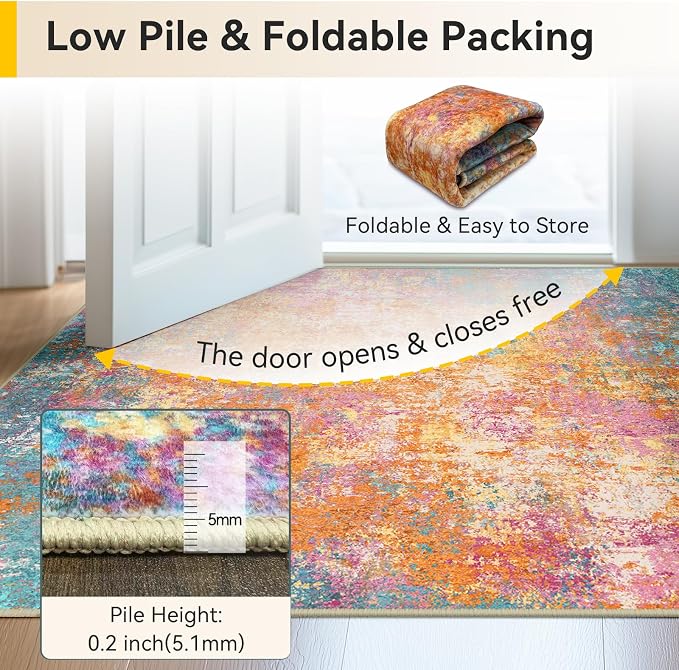 RELEANY Washable 8'x10' Abstract Area Rug - Image 7
