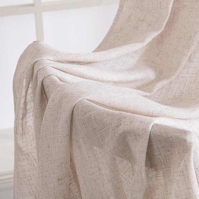 MIULEE Natural White Linen Curtains 42x63 Inch Length 42 Inch Wide Cream | Linen - Image 6