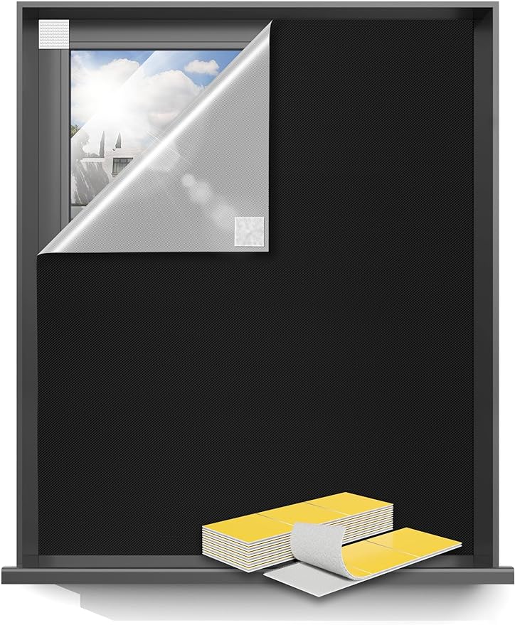 Blackout Curtains 48"x48" Portable No Drill Black Out Window Cover | 100% by Sumobaby