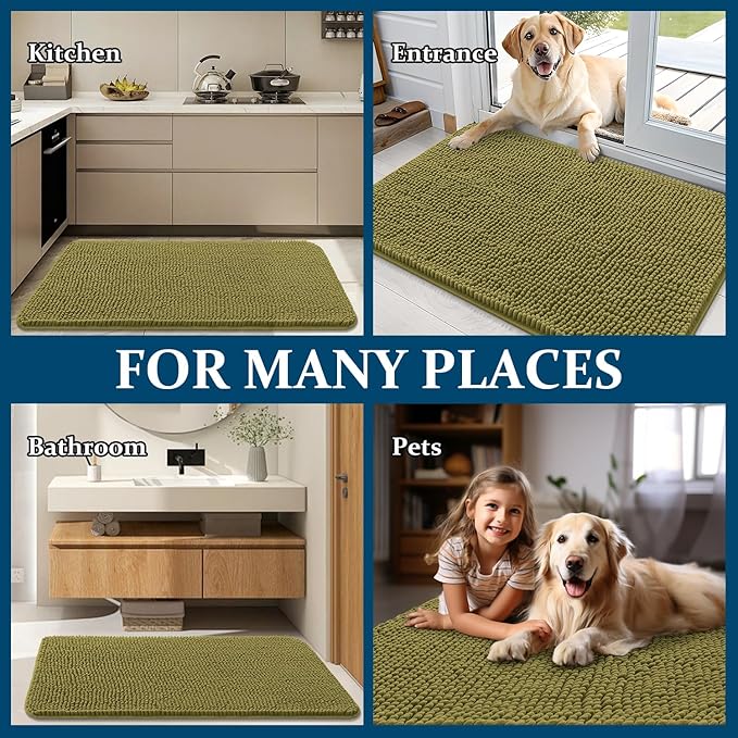 OLANLY Dog Door Mat for Muddy Paws 36x24, Super Absorbent Chenille Mud Mat | - Image 8