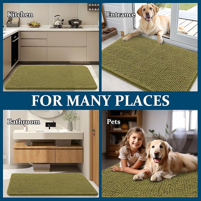 OLANLY Dog Door Mat for Muddy Paws 47x32, Super Absorbent Chenille Mud Mat | - Image 8
