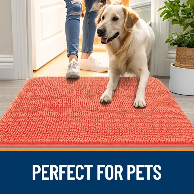 OLANLY Dog Door Mat for Muddy Paws 47x17, Super Absorbent Chenille Mud Mat | - Image 6