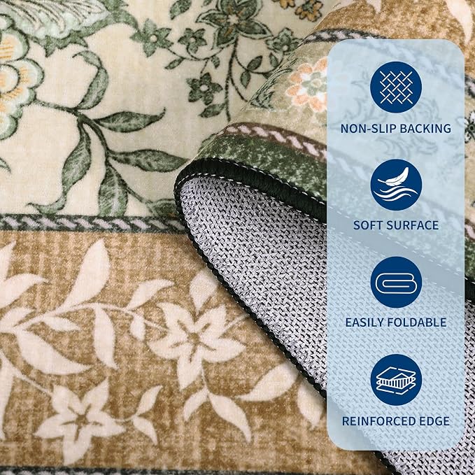 GarveeHome Terracotta Olive Sage Green Area Rugs 9x12 Living Room, Botanical - Image 7