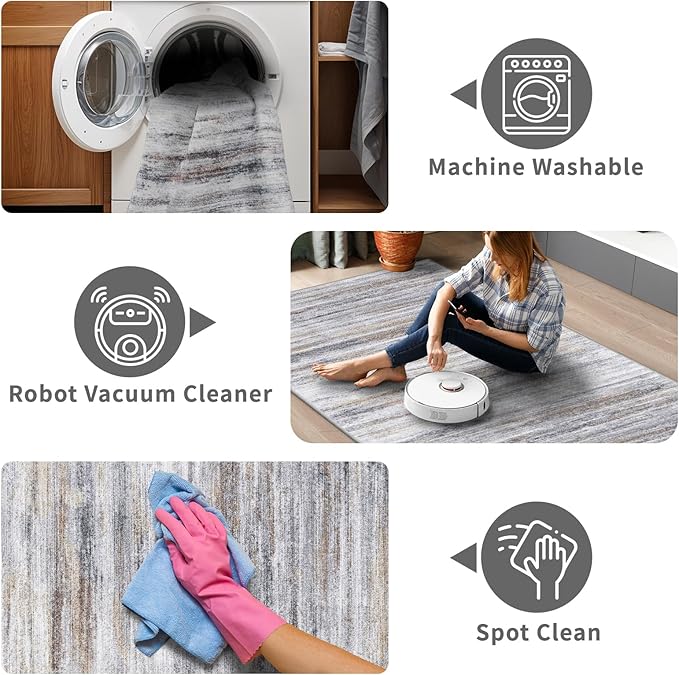 3x7 Washable Runner Rug for Family: Easy-to-Clean Runners for Hallway Entryway - Image 4
