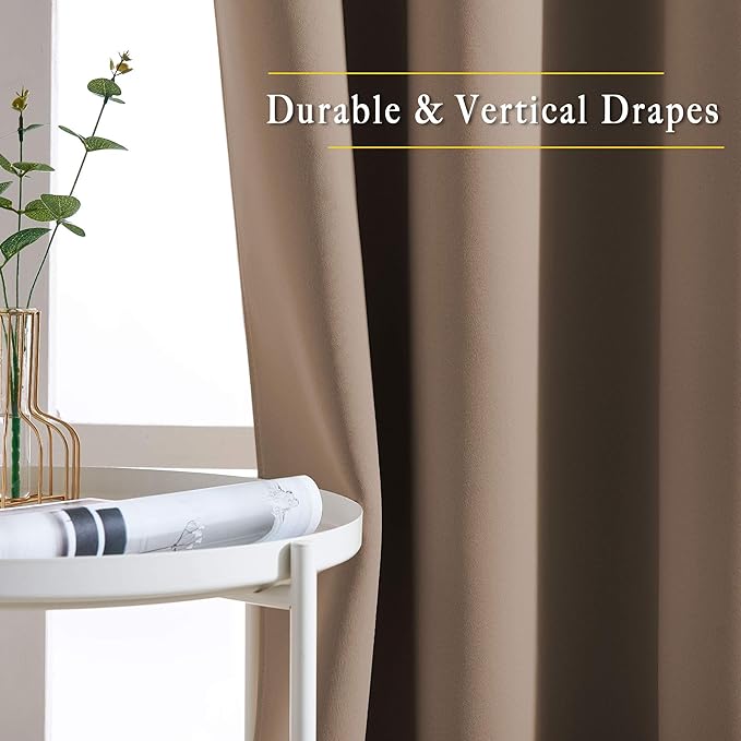 NICETOWN Blackout Bedroom Curtains 66 inches Long, Grommet Room Darkening - Image 5