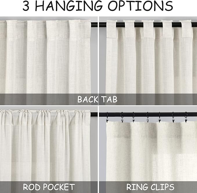 Extra Wide 100 Inch Linen Curtains - Image 3