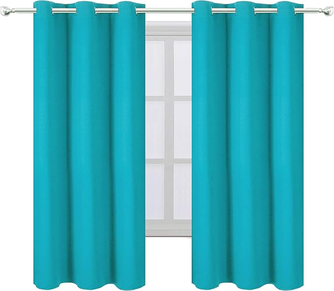 Teal Thermal Blackout Curtains/38 x 63 Inch/Set of 2 Panels Room Darkening - Image 2