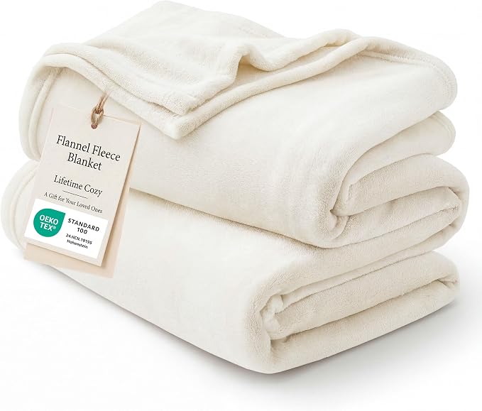 Bedsure GentleSoft Fleece Blankets Queen Size Cream by Unknown