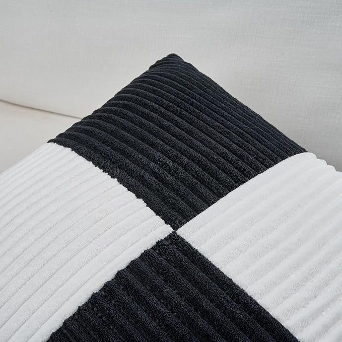 Fancy Homi Set of 2 Black White Euro Decorative Throw Pillow Covers 26x26 Inch - Image 3