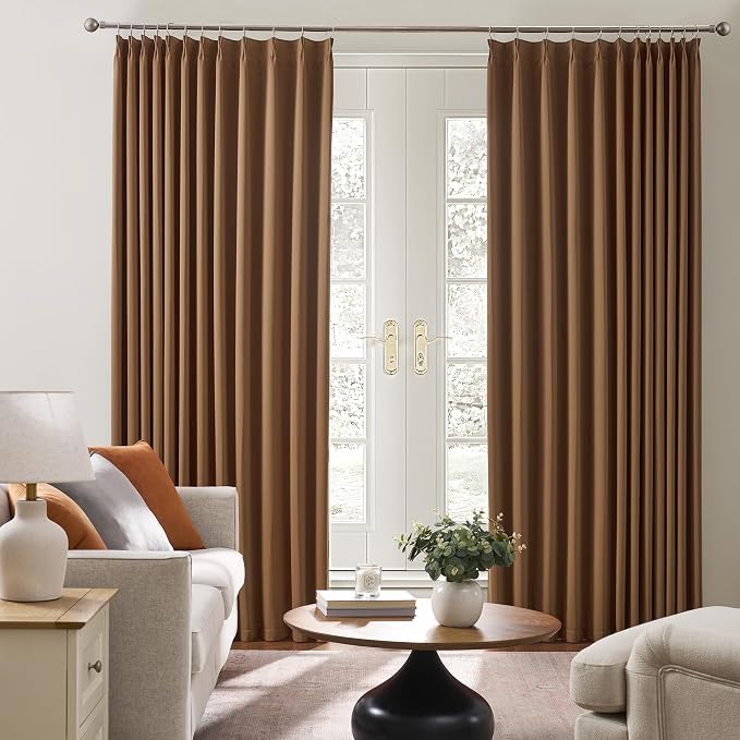 Cappuccino Brown Mocha Curtains 40x84 Inches Long 2 Panels Set, Pinch Pleated - Image 4