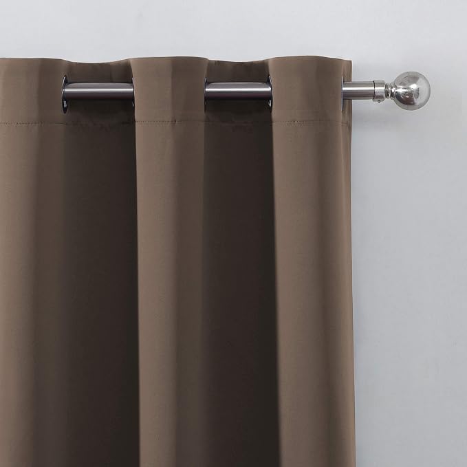 Chocolate Brown Thermal Blackout Curtains/52 x 54 Inch/Set of 2 Panels Room - Image 6