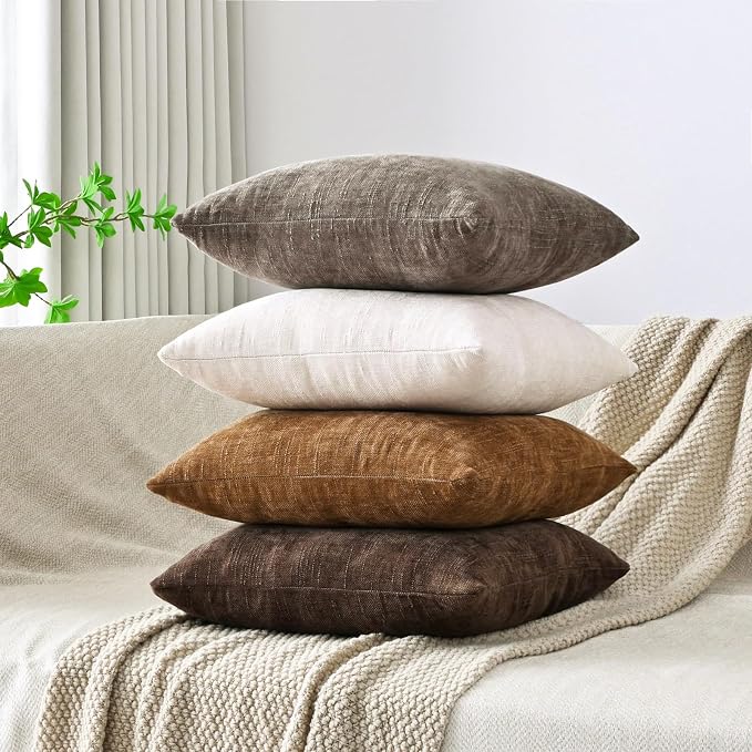 Set of 4 Soft Textured Decorative Throw Pillow Covers 16x16 Inch Cozy Farmhouse - Image 3