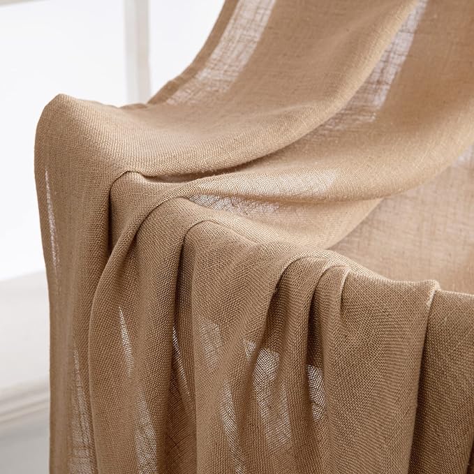 MIULEE Light Brown Linen Curtains 42x84 Inch Length 2 Panels - Image 6