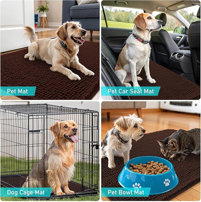 OLANLY Dog Door Mat for Muddy Paws 47x32, Super Absorbent Chenille Mud Mat | - Image 7
