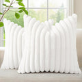 decorUhome Fall Faux Fur Throw Pillow Covers 16x16 Set of 2 White | Decorative by decorUhome