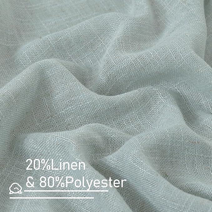 Semi Sheer Linen Curtains 48 Inch Length 2 Panels, 34 x 48 Inch | Light - Image 2