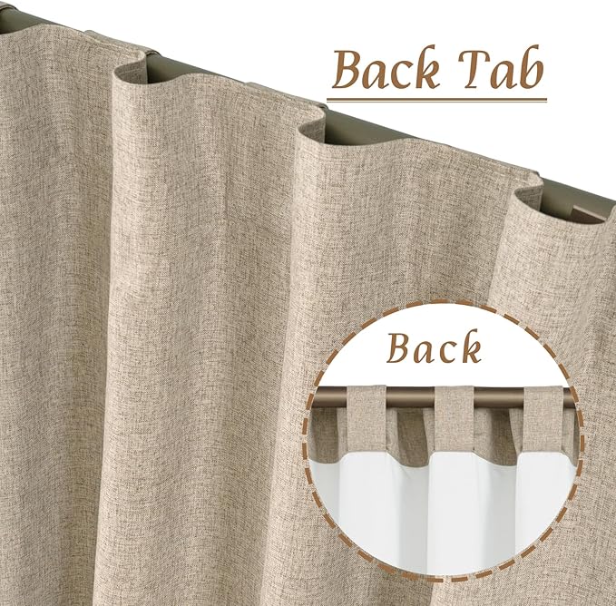 Natural 100% Blackout Linen Bedroom Curtains 54 Inches 2 Panels | Linen Textured - Image 6