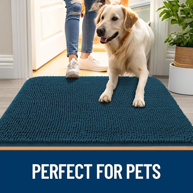 OLANLY Dog Door Mat for Muddy Paws 44x24, Super Absorbent Chenille Mud Mat | - Image 6