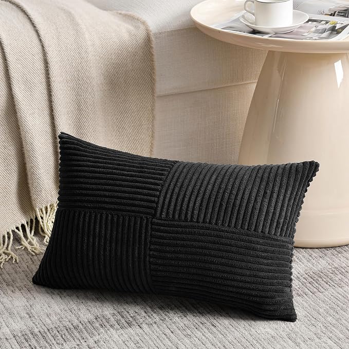 Fancy Homi 2 Packs Black Lumbar Decorative Throw Pillow Covers 16x28 Inch - Image 2