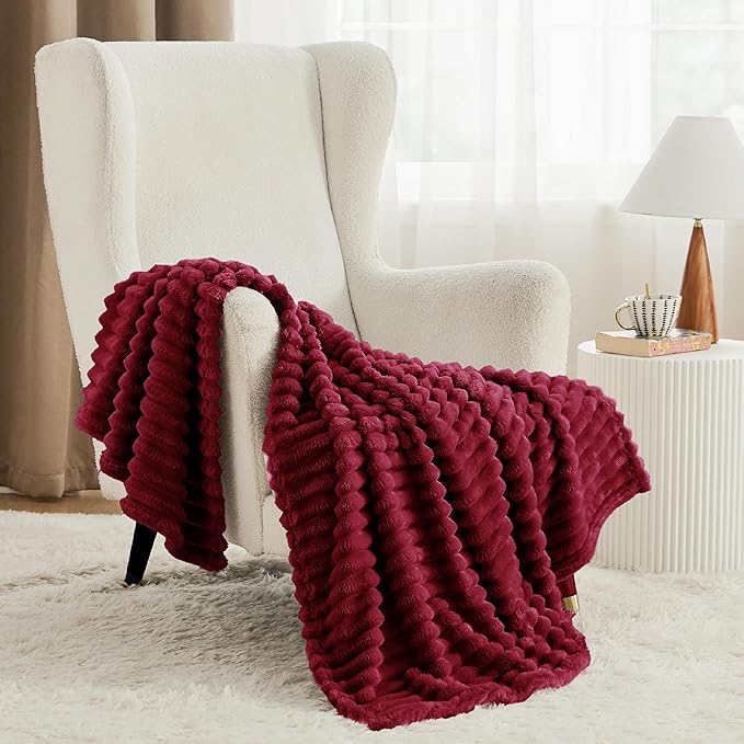 Bedsure Soft Twin XL Blanket for Bed Dorm Deep Red 66"x90" | Birthday Gifts for - Image 2