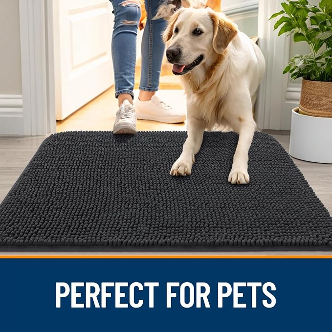 OLANLY Dog Door Mat for Muddy Paws 59x24, Super Absorbent Chenille Mud Mat | - Image 6