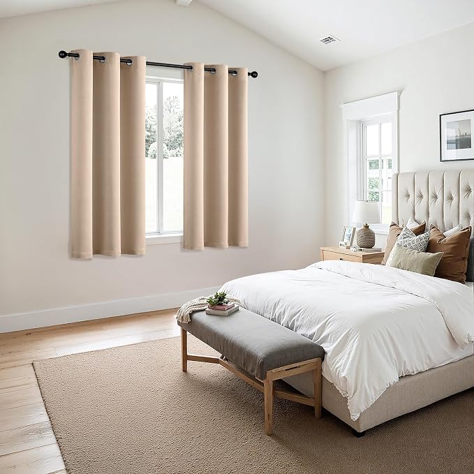 MIULEE Blackout Curtains for Bedroom 2 Panels 34 x 54 Inch Long Beige | Thermal - Image 6