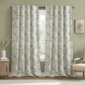 Sage Green Boho Floral 100% Blackout Curtains 96 Inch 2 Panels | Farmhouse by Unknown