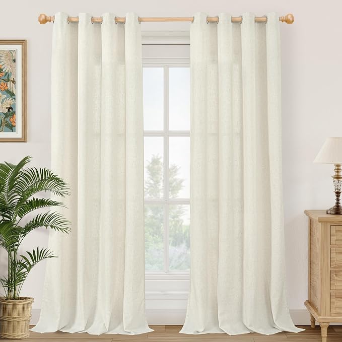 YoungsTex Linen Curtains 108 Inches Length Grommet Light Filtering Living Room by YoungsTex