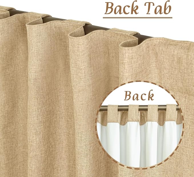 Natural Linen 100% Blackout Window Curtains - Image 2