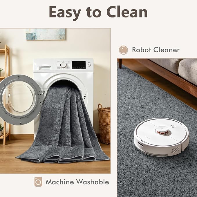 2x8 Dark Grey Solid Runner Rug Washable Non-Slip - Image 6