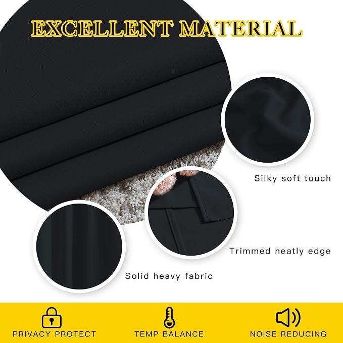 NICETOWN Black Blackout Curtains 84 inch Length 2 Panels, Grommet Thermal - Image 5