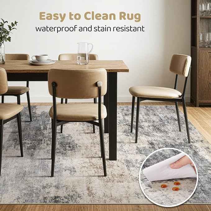 LOONGRUG 10x12 Area Rug Washable Large Neutral Modern Living Room Rug | - Image 6