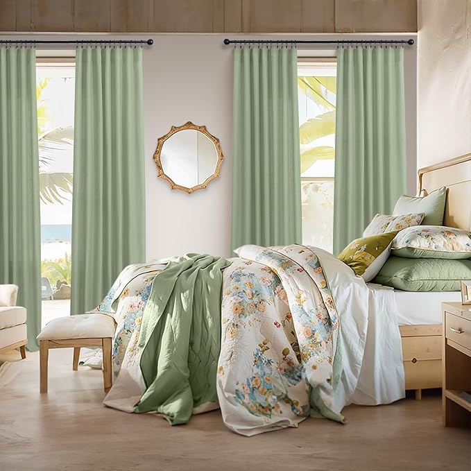 Pitalk Sage Green Curtains 102 Inches Long - Image 6